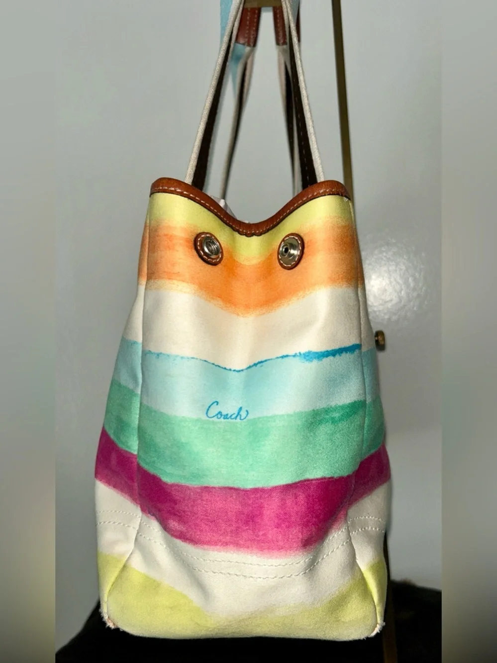 Coach Hamptons Watercolor Paste Stripes Tote.  Released in 2006